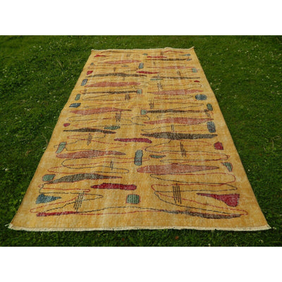 Vintage Zeki Müren Rug With a Modern Design - Turkish Art Deco Rug 5' x 8'2''