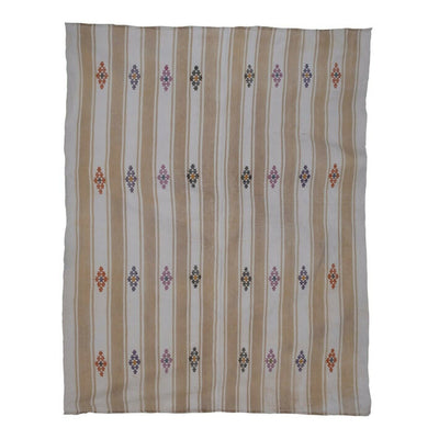 Vintage Striped Cotton Oversize Natural Kilim Rug 6'8" X 8'1"