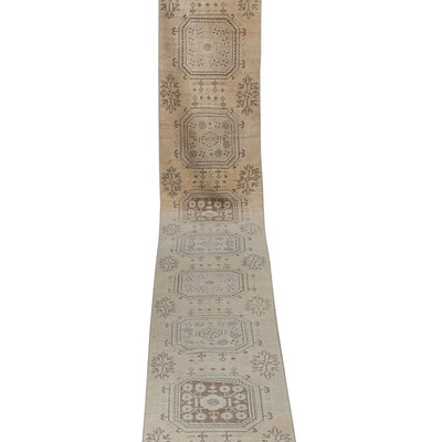 1970s Vintage Turkish Oushak Handmade Wool Runner Rug 2'6'' x 19'7''