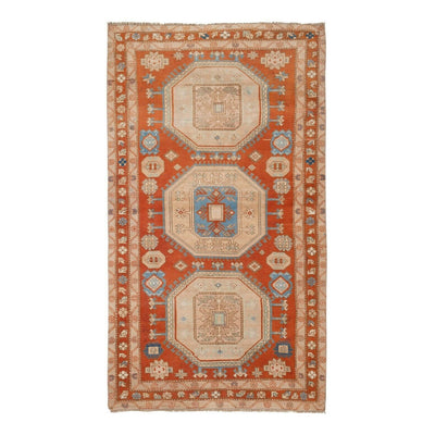 Vintage Caucasian Rug - Soft Pink and Blue Colors Wool Rug 4'1" X 7'2"