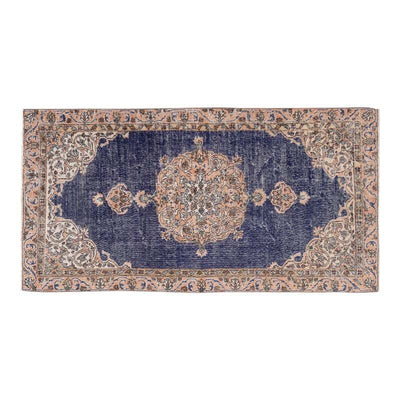 Vintage Blue Turkish Oushak Rug 3'7" X 6'11"