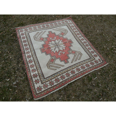 1970s Square Vintage Flat Weave Turkish Rug - 3'10'' x 4'