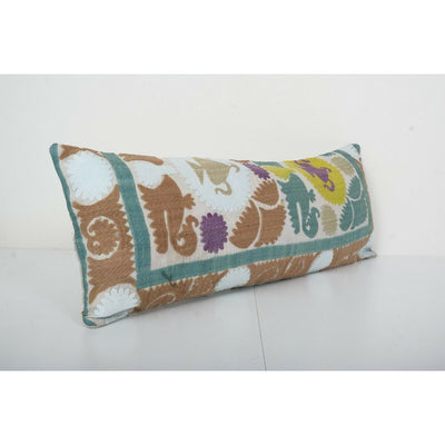 Lumbar King Bed Vintage Cotton Suzani Pillow Cover, Exquisite 11" x 30"