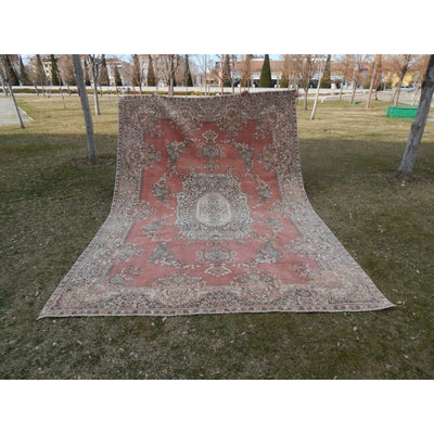 Area Rug, Distressed Antique Oushak Rug, Large Vintage Rug 8' x 11'4''