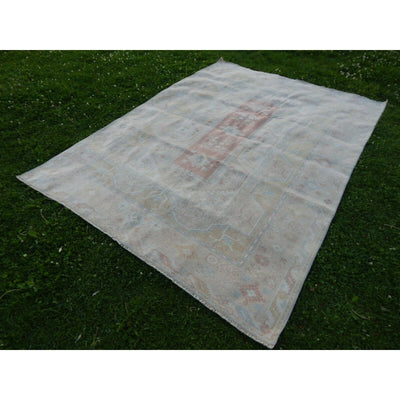 1960s Vintage Turkish Milas Rug- Decorative Neutral Muted Carpet 6'5'' X 8'12''