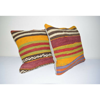 16" X 16" Pair Lumbar Kilim Pillow Cover