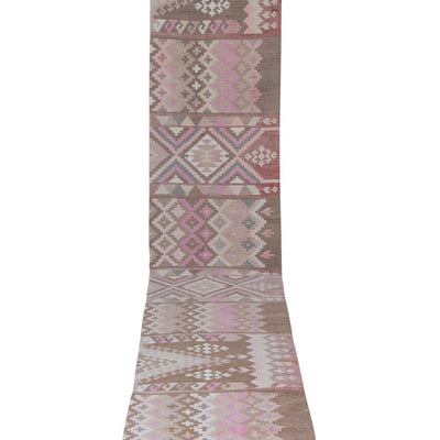 Turkish Handmade Stair Kilim Runner - Extra Long Rug Tread 2'7" X 19'10"