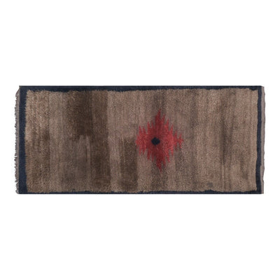 Turkish Macchiato Color Wool Tulu Rug With Tribal Details 3'2" X 6'10"
