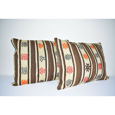 Pair 18" X 24" Vintage Minimalist Style Hemp Pillow With Original Details