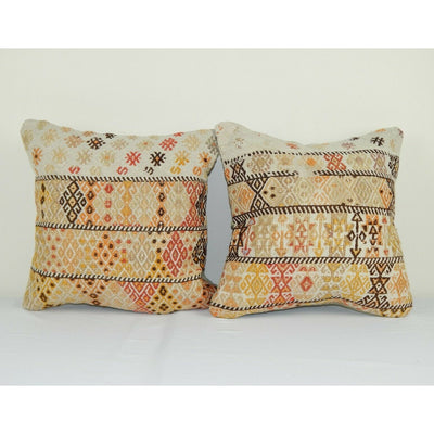 Set of Two Turkish Kilim Pillow Cover 16" X 16"