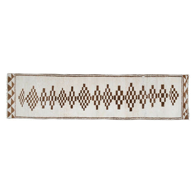 Hand-Knotted Kurdish Undyed Wool Runner Rug 2'9" X 11'1"