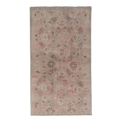 Faded Turkish Karapinar Rug With Floral Motifs 4'7'' x 7'8''