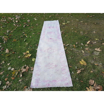 Distressed Rose Gold & Pink Color Kurdish Runner - Oushak Carpet 2'3'' X 11'1''