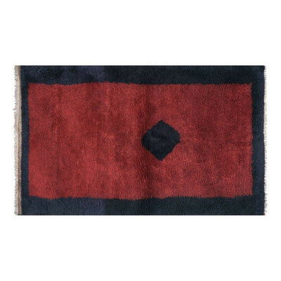 Angora Wool Red Color Shaggy Rug Long Pile Filikli Tulu Carpet 3'10" X 5'12"