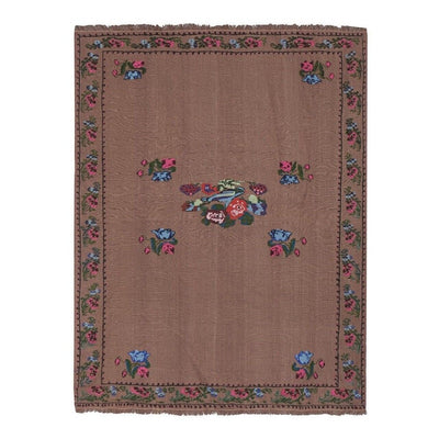 Vintage Aubusson Floral Turkish Kilim Rug 4' X 5'1''