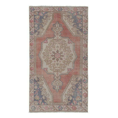 1950s Vintage Red Turkish Handmade Geometric Anatolian Rug4'5'' x 7'5''