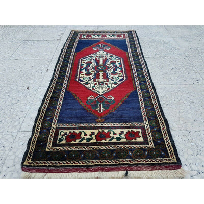 Vintage Woven Small Yastik Rug ,Turkish Traditional Wool Rug  1'10'' X 4'1''