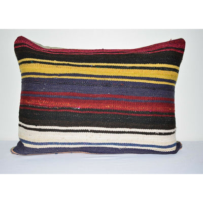 Striped Turkish Lumbar Kilim Pillow Cover 18" X 24" Kilim Lumbar Pillow
