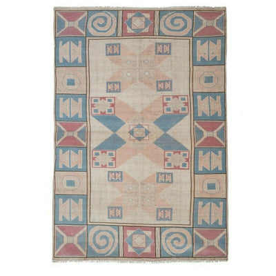 Hand Knotted Contemporary Large Turkish Oushak Rug with Mid-Century 5'9" X 8'3"