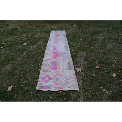 Mid Century Geometrical Turkish Handwoven Kilim Runner
