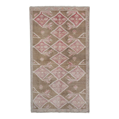 Vintage Taupe Pastel Turkish Karapinar Rug 4'10'' x 8'1''