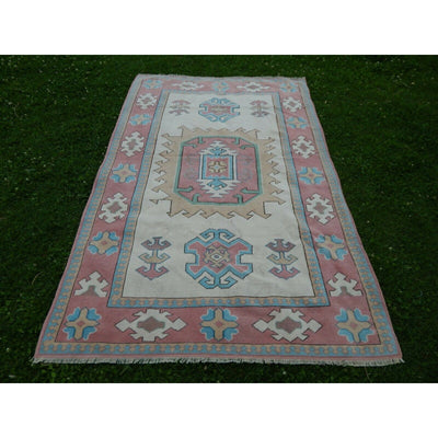 Vintage Turkish Hand-Knotted Oushak Rug | Soft Color Dining Room Rug