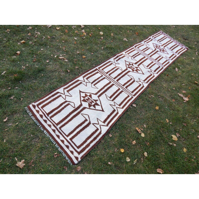 Vintage Kurdish Kilim Runner Pure Natural Turkish Herki Kilim Rug 2'7'' x 10'4''