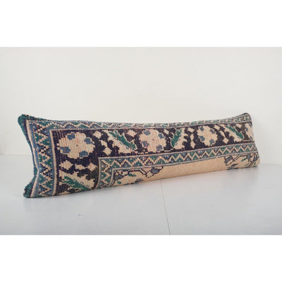 Oushak Rug Lumbar Pillow, Ethnic Pillow Cover, Vintage Traditional Carpet Pillow