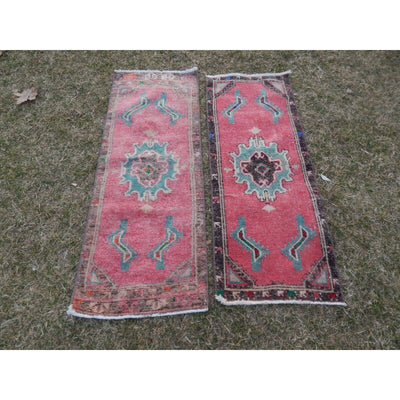 Matching Small Oriental Style 2 Rug Mats, Area Rug Woven Doormat Pair Carpets