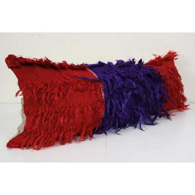 Vintage Turkish Wool Shaggy Woven Kilim Pillow Cover, Extra Long 16" x 45"