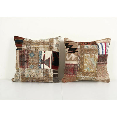 Pair Kilim Rug Square Pillow Cover