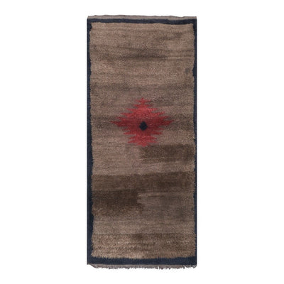 Turkish Macchiato Color Wool Tulu Rug With Tribal Details 3'2" X 6'10"