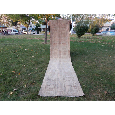 Vintage Distressed Oushak Runner - Pastel Turkish Hallway Carpet 2' X 8'4''