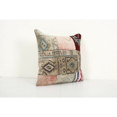 Square Patchwork Kilim Rug Lumbar Pillow Cover