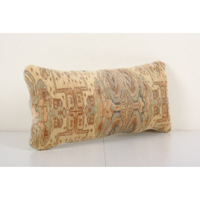 Lumbar Pillow Cover, Bohemian Antique Carpet Pillow, Oushak Oblong Bedding Decor