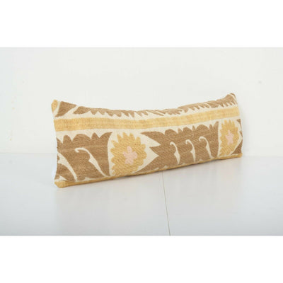 Faded Yellow Suzani Cushion Cover, Suzani Pillow Case 8" x 26"