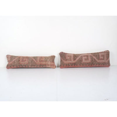 Set of Two Turkish Oushak Rug Pillow Cover, Pair Boho Woven Lumbar Carpet Cushion Cover Set of Two Turkish Oushak Rug Pillow Cover,