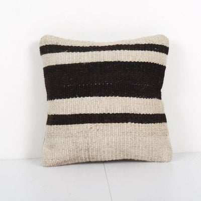 Traditional Turkish Hemp Decorative Kilim Pillow, Small Anatolian Square Kilim Cushion Cover 12'' x 12''
