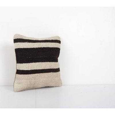 Traditional Turkish Hemp Decorative Kilim Pillow, Small Anatolian Square Kilim Cushion Cover 12'' x 12''