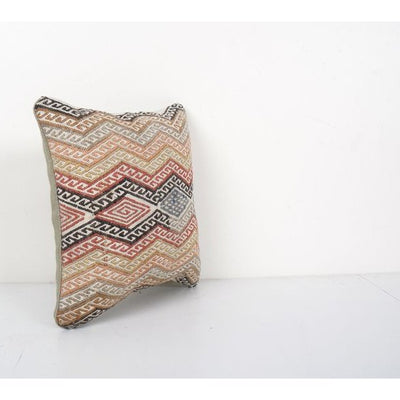 Vintage Jajim Kilim Pillow, Tribal Vintage Kilim Cushion 11'' x 11''