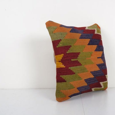 Vintage Geometric Diamond Kilim Pillow, Throw Pillow Cover, Sofa Pillow  16'' x 16''