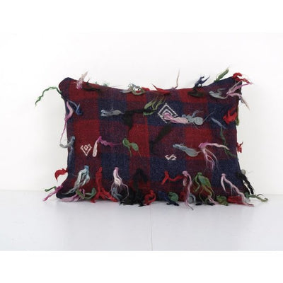 Vintage Handwoven Multi Color Turkish Flokati Rug Shagy Pillow Cover, Handwoven Shaggy Tulu Rug Pillow Cover 14'' x 20''