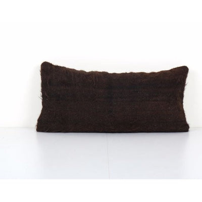 Vintage Turkish Goat Hair Siirt Shaggy Woven Kilim Pillow Cover, Turkish Lumbar Kilim Pillow Cover 12'' x 24''