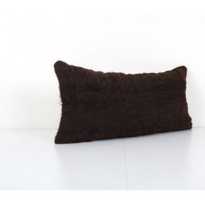 Vintage Turkish Goat Hair Siirt Shaggy Woven Kilim Pillow Cover, Turkish Lumbar Kilim Pillow Cover 12'' x 24''