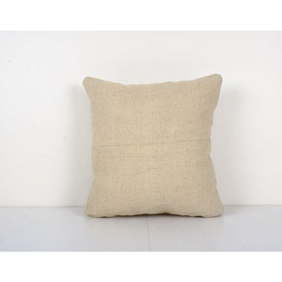 Square Hemp Organic Kilim Pillow Case, Turkish Cushion Pillow, Ethnic Pillow, Handmade Pillow 18'' x 19''