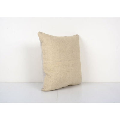 Square Hemp Organic Kilim Pillow Case, Turkish Cushion Pillow, Ethnic Pillow, Handmade Pillow 18'' x 19''