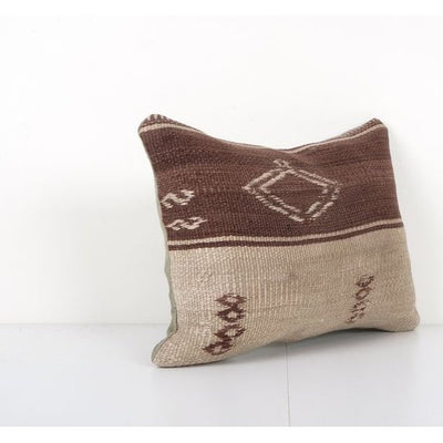 White Hemp Kilim Lumbar Pillow, Tribal Vintage Kilim Pillow, Boho Throw Pillow Cover, Sofa Pillow 14'' x 18''