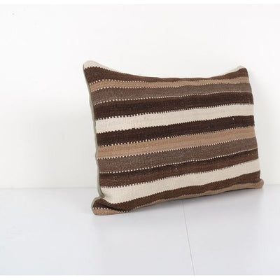 Handwoven Turkish Lumbar Kilim Pillow, Sofa Throw Pillow, Hemp Organic Pillow, Boho Pillow 14'' x 20''