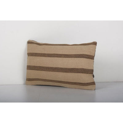 Vintage Striped Organic Hemp Kilim Pillow, Bohemian Organic Wool Kilim Cushion Cover 12'' x 20''