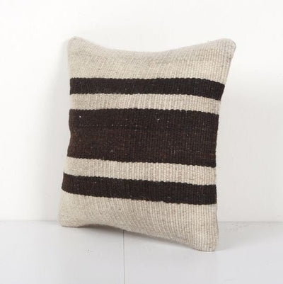 Square Hemp Organic Kilim Pillow Case, Turkish Cushion Pillow, Handmade Pillow 12'' x 12''